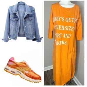 S J STYLE OVERSIZED SHIRT DRESS- M ( CAN FIT L)